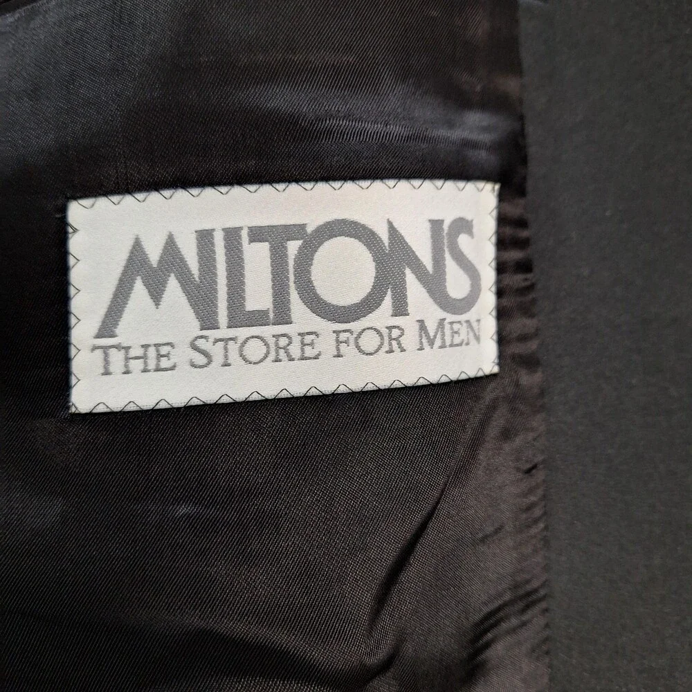 Miltons Tuxedo Jacket Blazer Mens Black Merino Wool One Button Made in Italy
